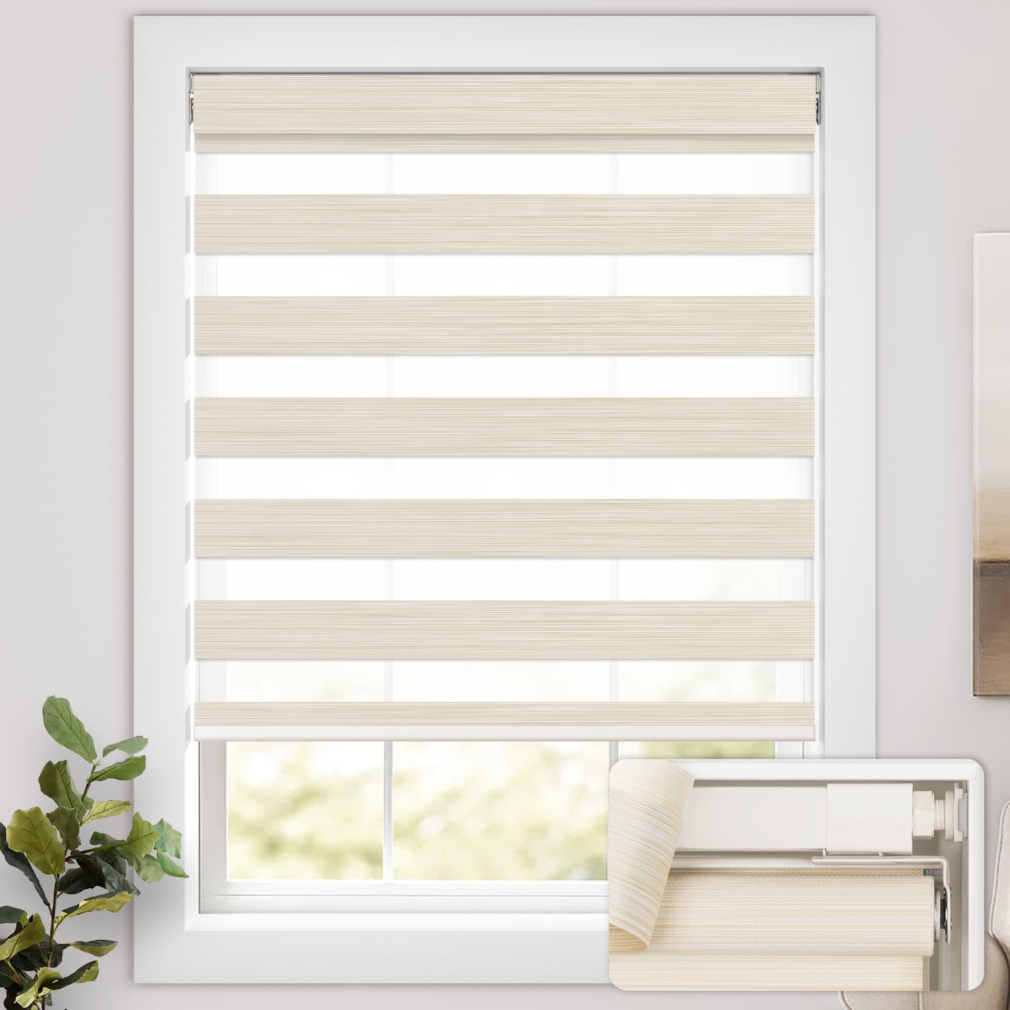 Amazon.com: UNISHADES No Drill Cordless Zebra Blinds for Windows